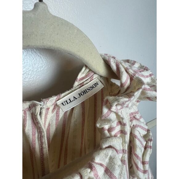 Ulla Johnson Tamsin Striped Cotton Ruffle Flutter Sleeve Dress Sz. 0 - Picture 8 of 10